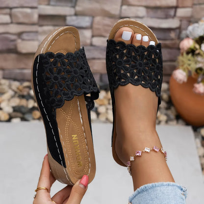Women’s Crochet Wedge Slide Sandals