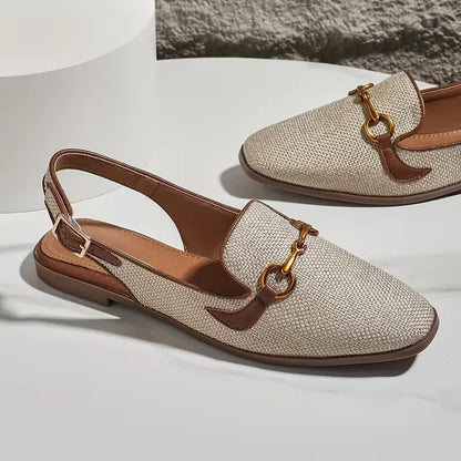 Women’s Woven Slingback Loafer Flats with Bit Detail