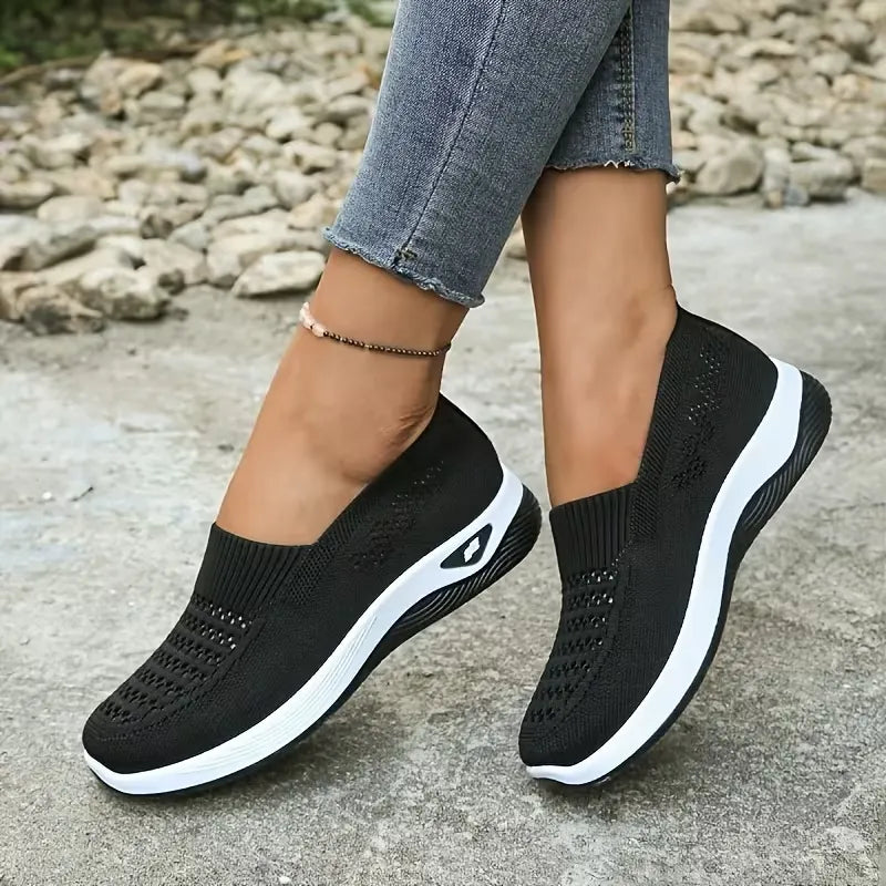 Women’s Breathable Knit Slip-On Walking Sneakers