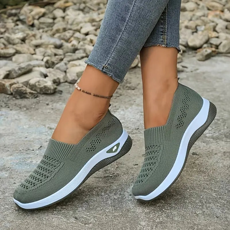 Women’s Breathable Knit Slip-On Walking Sneakers