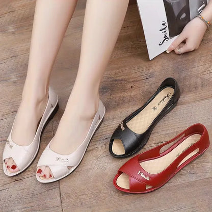 Women’s Peep-Toe Comfort Wedge Flats