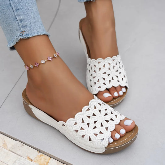 Women’s Crochet Wedge Slide Sandals