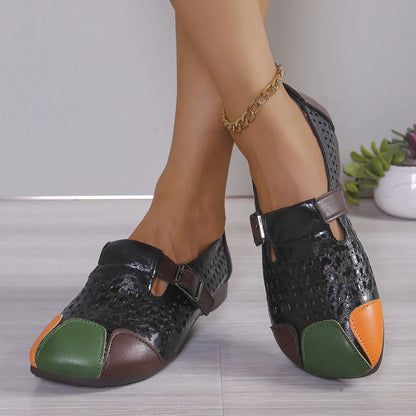 Women’s Perforated Colorblock Mary Jane Flats