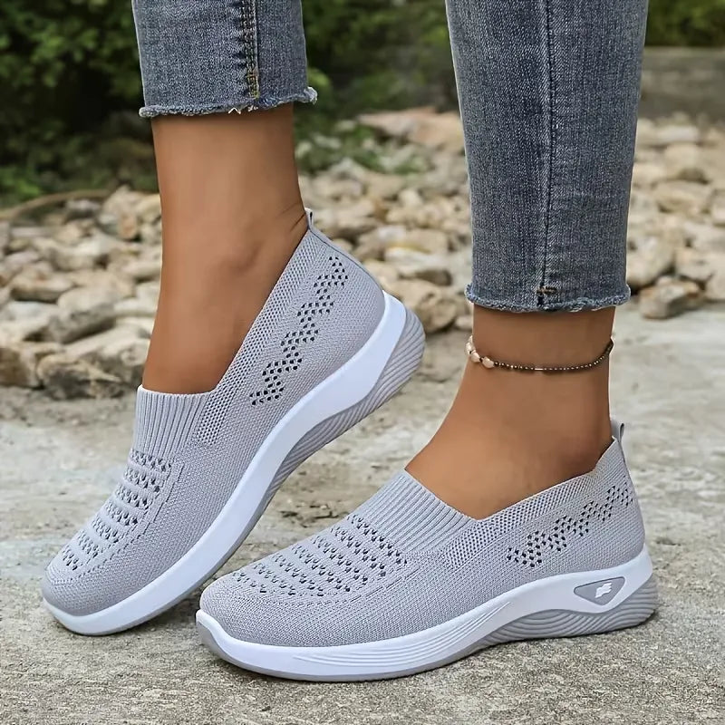 Women’s Breathable Knit Slip-On Walking Sneakers