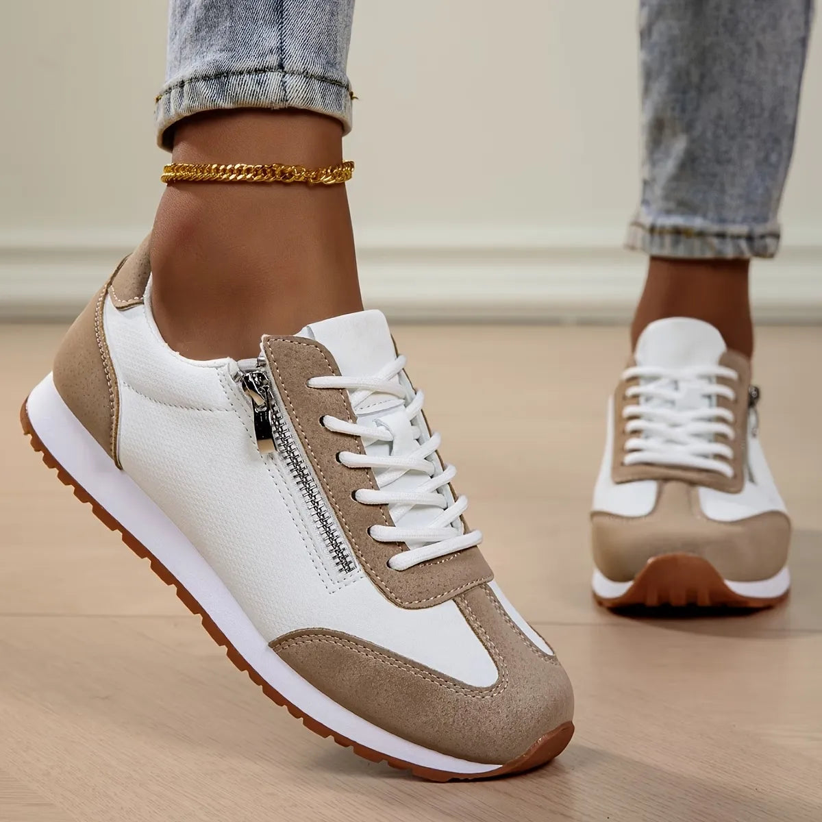 Women’s Lace-Up Side-Zip Casual Sneakers
