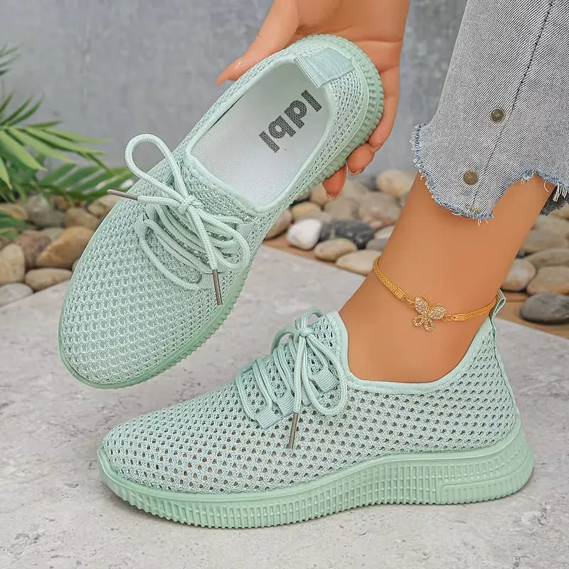 Women’s Breathable Mesh Lace-Up Walking Sneakers