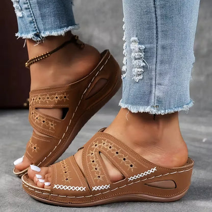 Women’s Cutout Wedge Slide Sandals