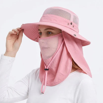Adjustable Sun Protection Hat with Face Cover Flap