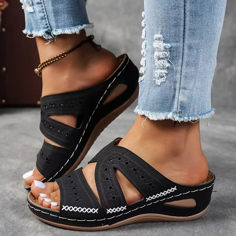 Women’s Cutout Wedge Slide Sandals