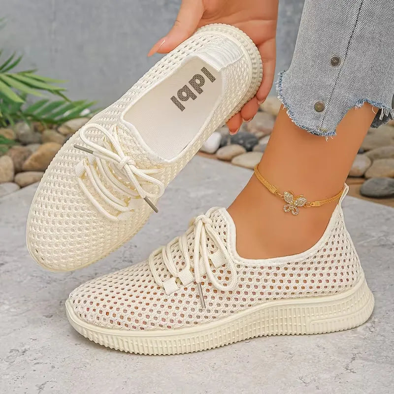 Women’s Breathable Mesh Lace-Up Walking Sneakers