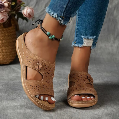 Women’s Floral Cutout Comfort Slide Sandals