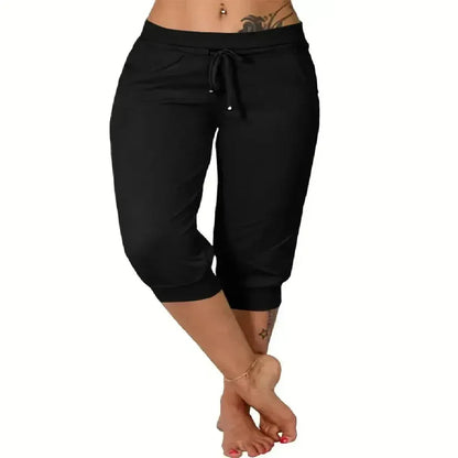 Women's Drawstring Capri Jogger Pants