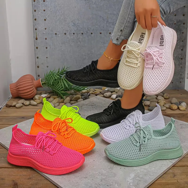 Women’s Breathable Mesh Lace-Up Walking Sneakers