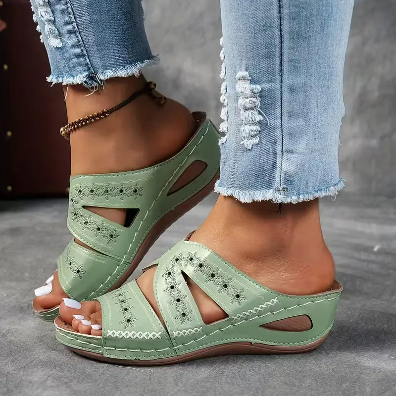 Women’s Cutout Wedge Slide Sandals