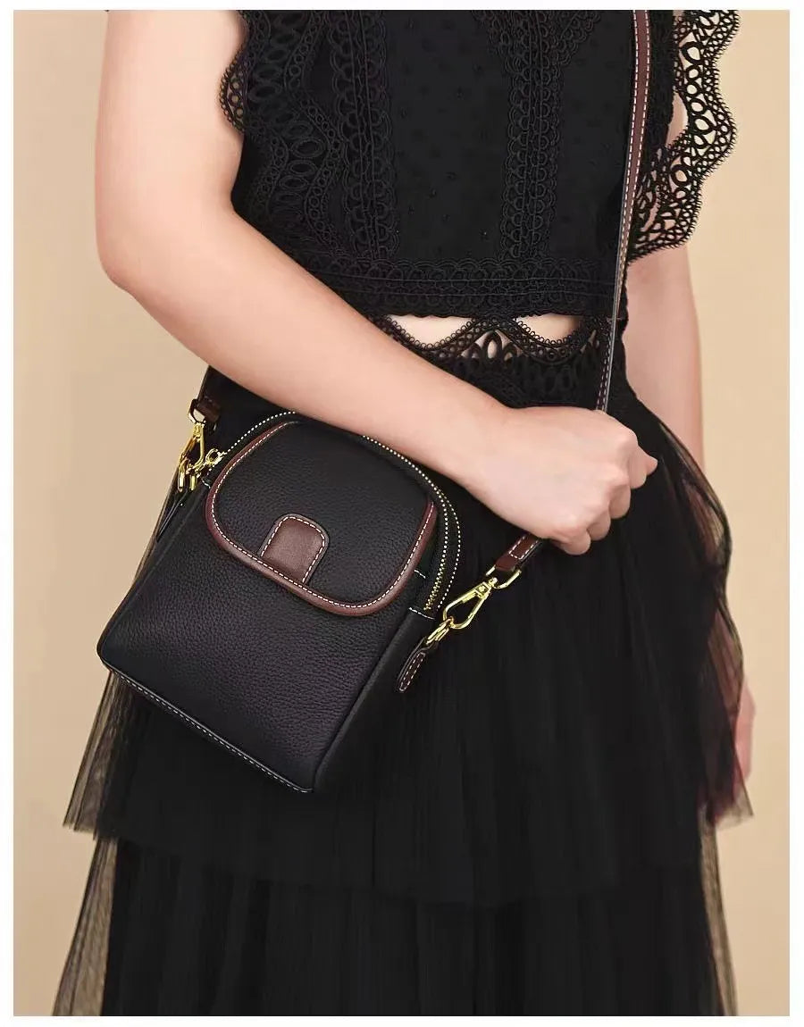 Women’s Leather-Look Double-Zip Crossbody Bag