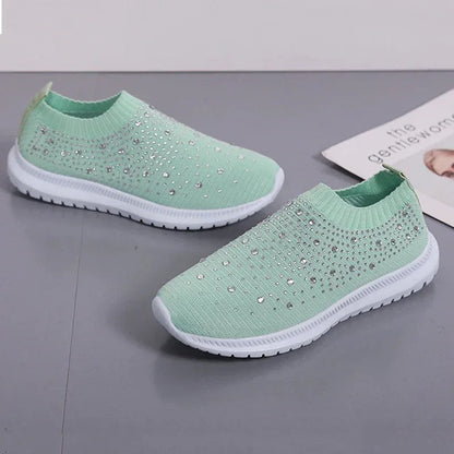 Women’s Rhinestone Knit Slip-On Sneakers