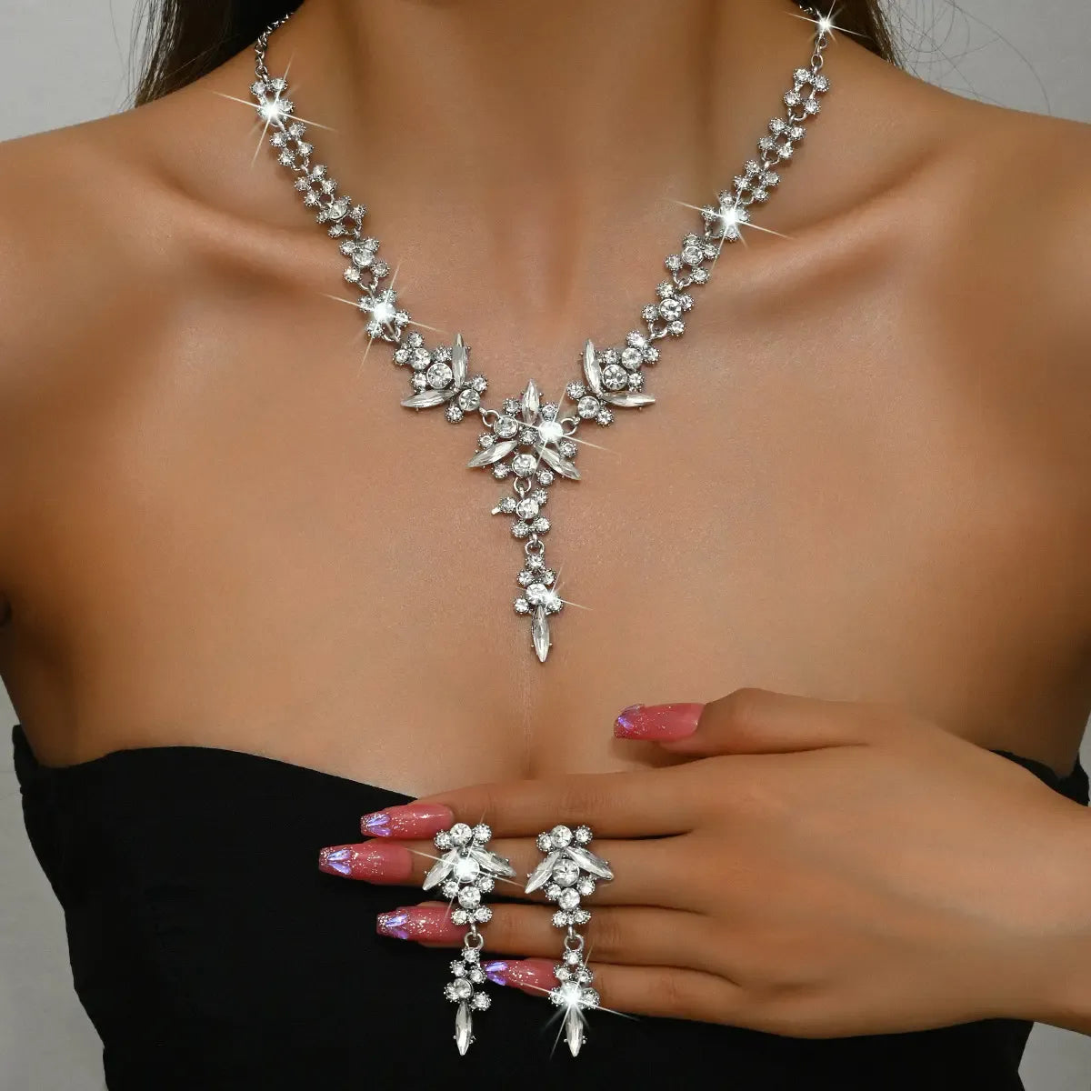 Crystal Statement Necklace and Earrings Set