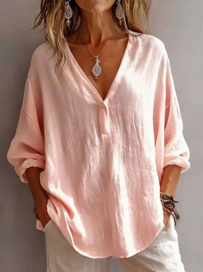 Women's Relaxed V-Neck Tunic Blouse
