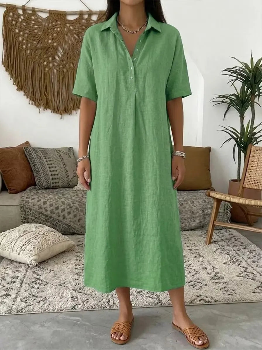 Women's Collared Button Front Relaxed Dress