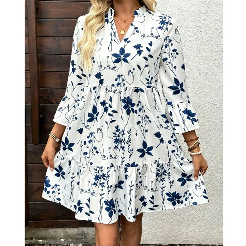 Women’s Floral V-Neck Flowy Mini Dress
