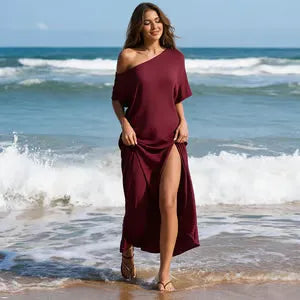 Women's One-Shoulder Asymmetrical Maxi Dress
