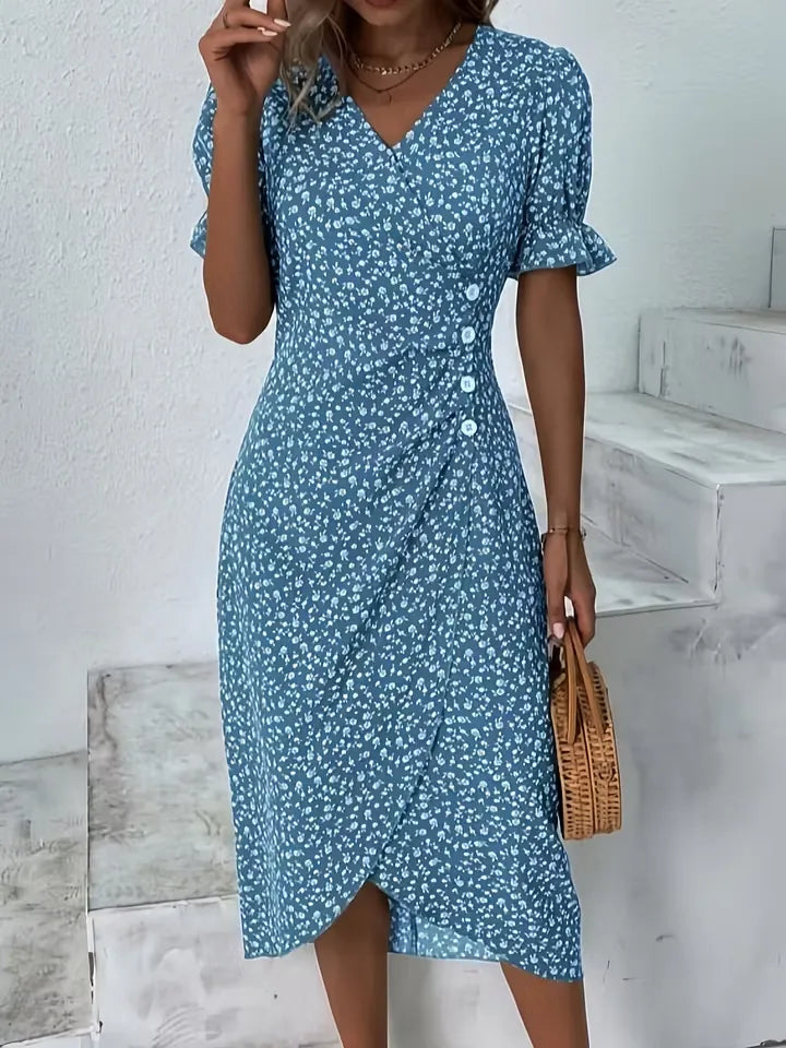 Women's Floral V-Neck Wrap Dress
