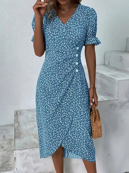 Women's Floral V-Neck Wrap Dress