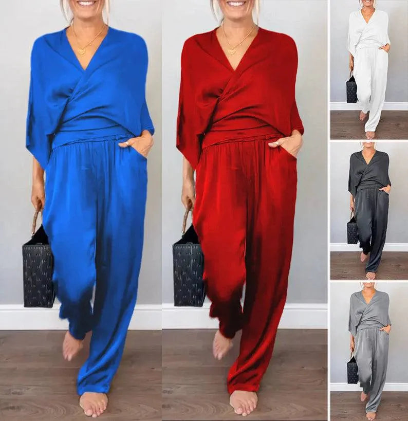 Women’s Wrap-Front Wide-Leg Jumpsuit