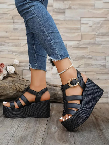Women's Strappy Platform Wedge Sandals