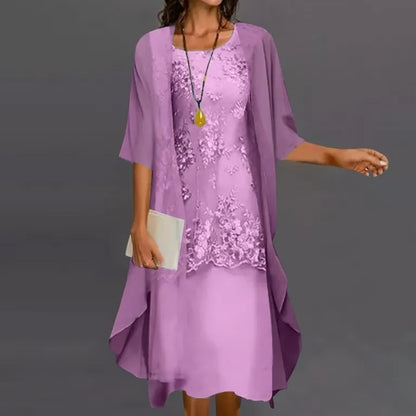 Women's Lace Overlay Dress Set