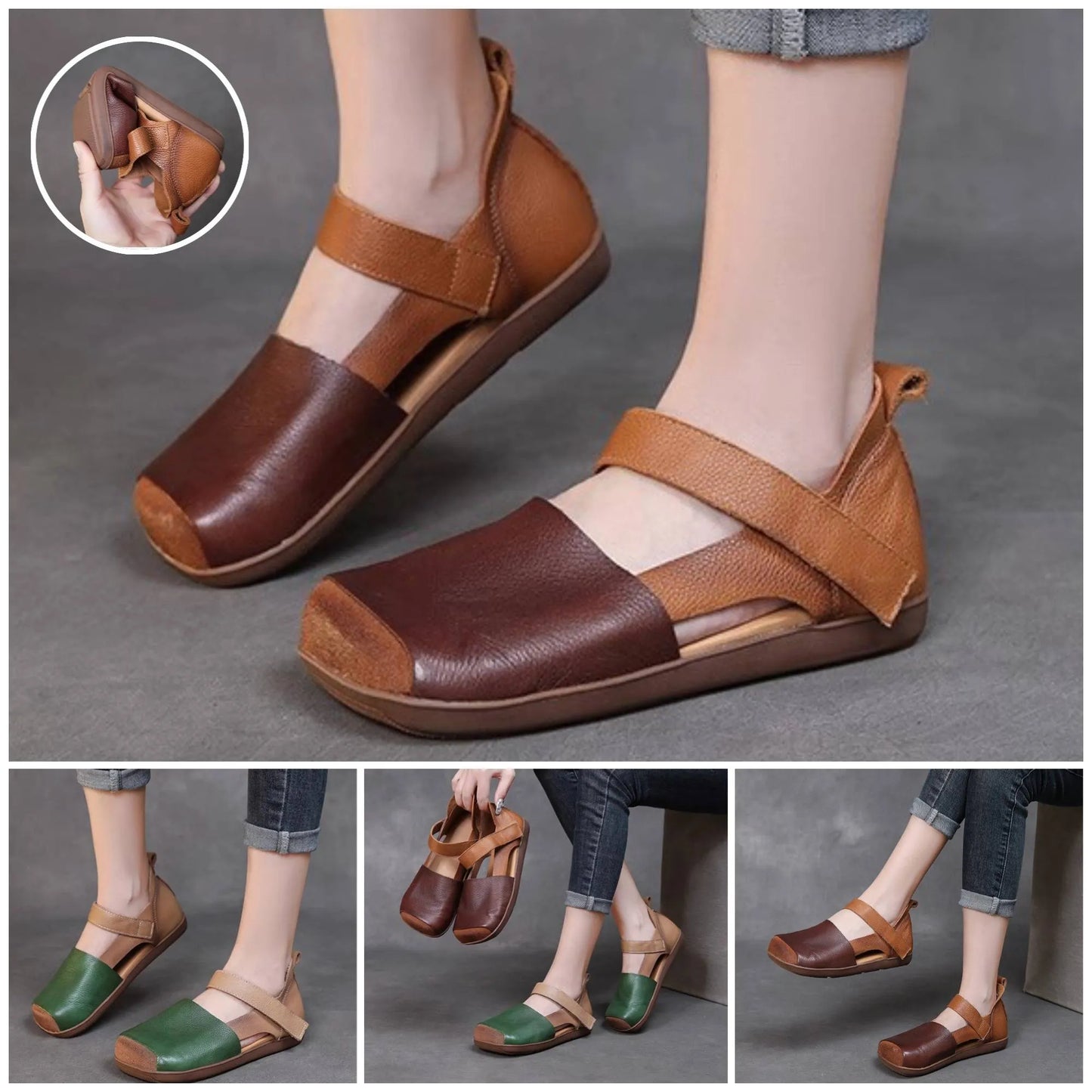 Women’s Colorblock Hook-and-Loop Closed-Toe Sandals