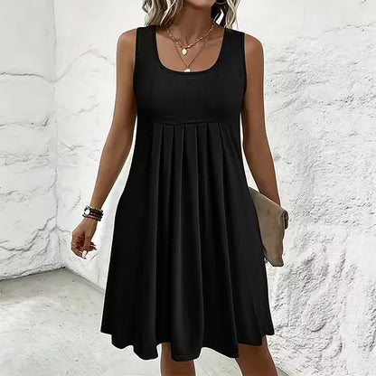 Women's Sleeveless Pleated Swing Dress