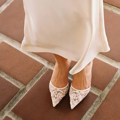 Women’s Embroidered Mesh Pointed-Toe Slingback Heels