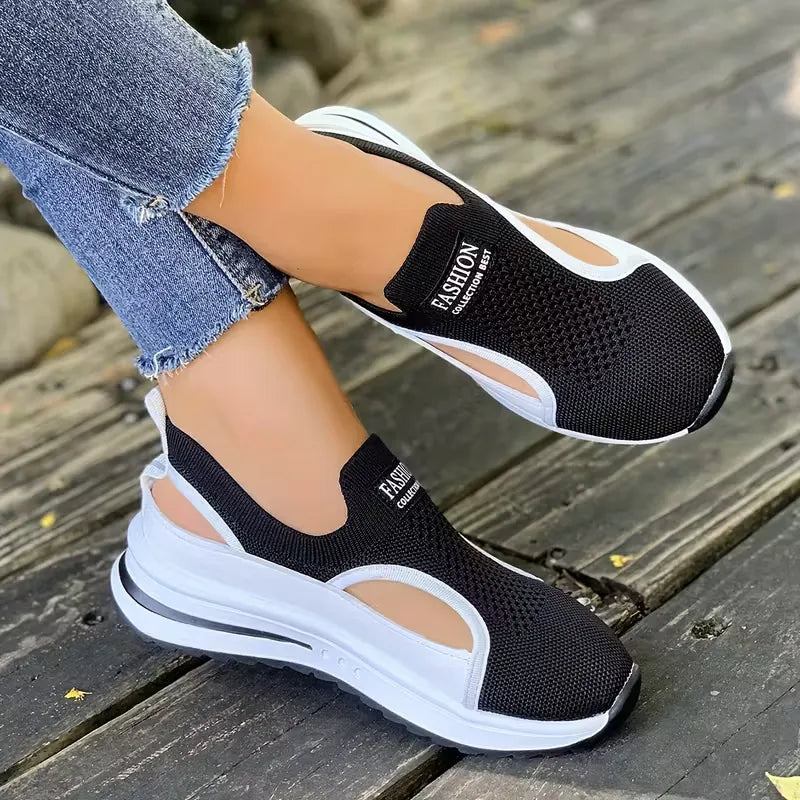 Women’s Breathable Cutout Platform Walking Sneakers