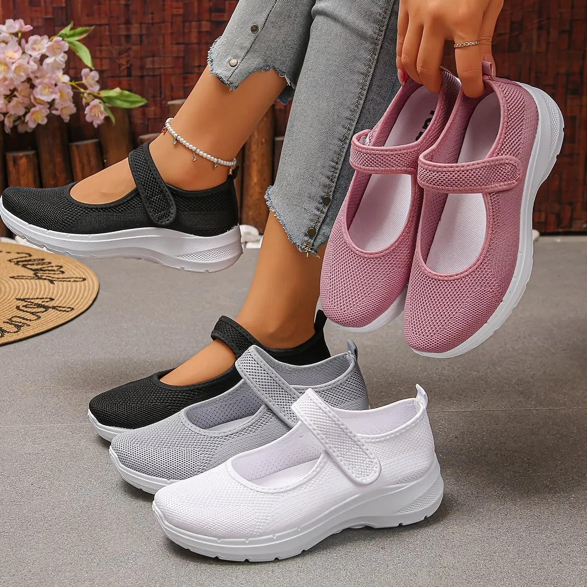 Women’s Breathable Mary Jane Walking Sneakers