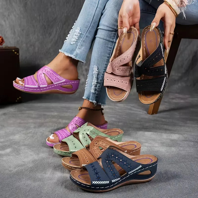 Women’s Cutout Wedge Slide Sandals