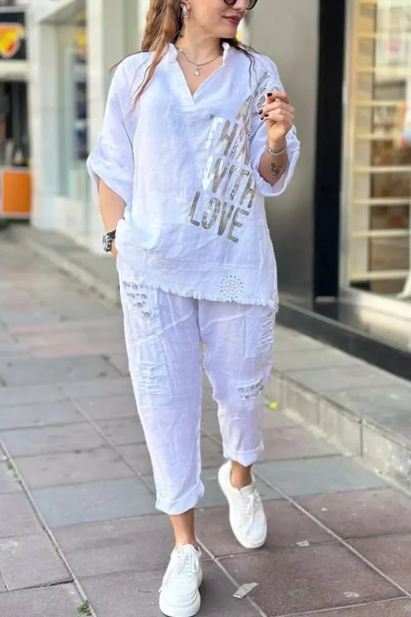 Women’s Relaxed Graphic Top & Cargo Pants Set