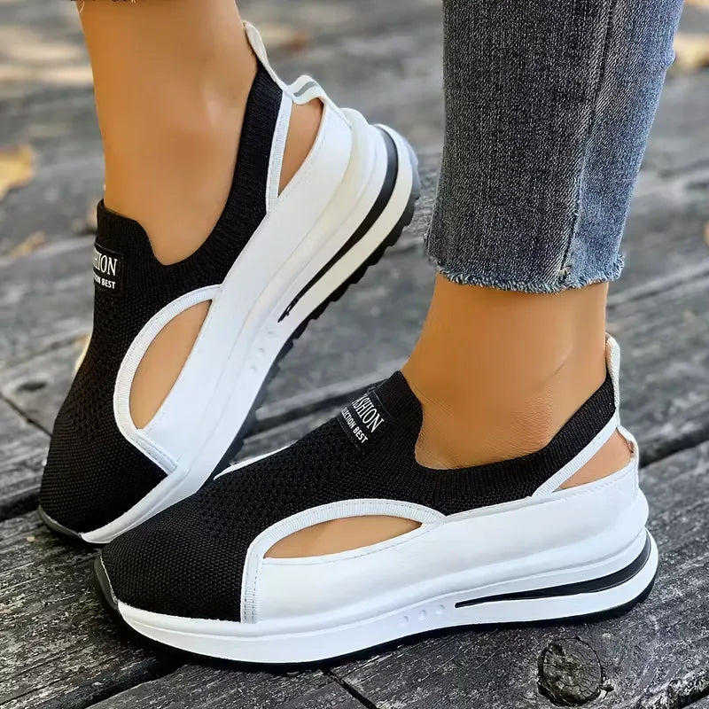Women’s Breathable Cutout Platform Walking Sneakers