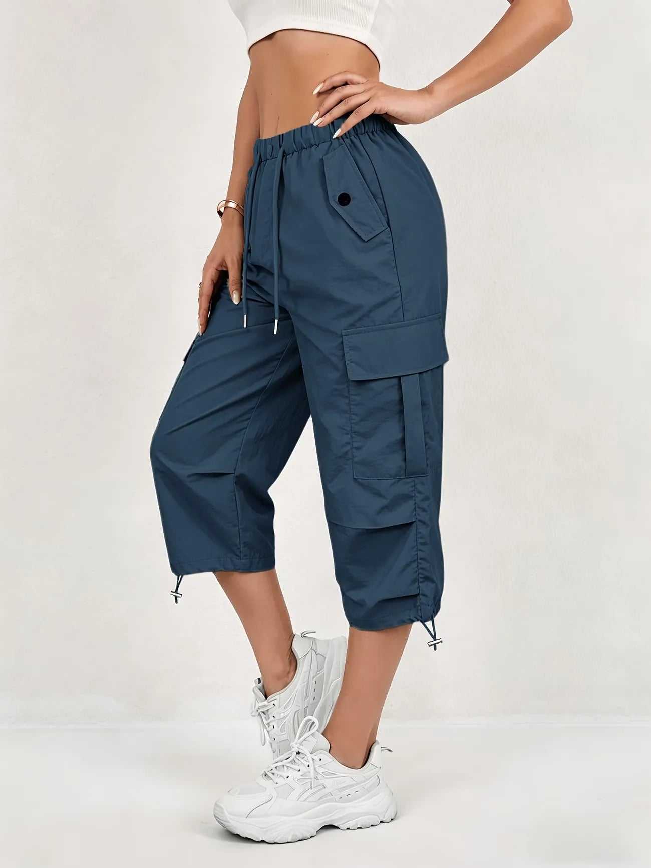 Women’s High-Waist Cargo Capri Pants