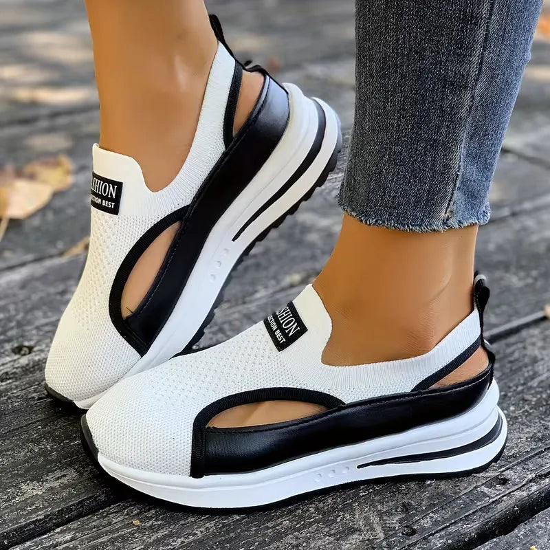 Women’s Breathable Cutout Platform Walking Sneakers