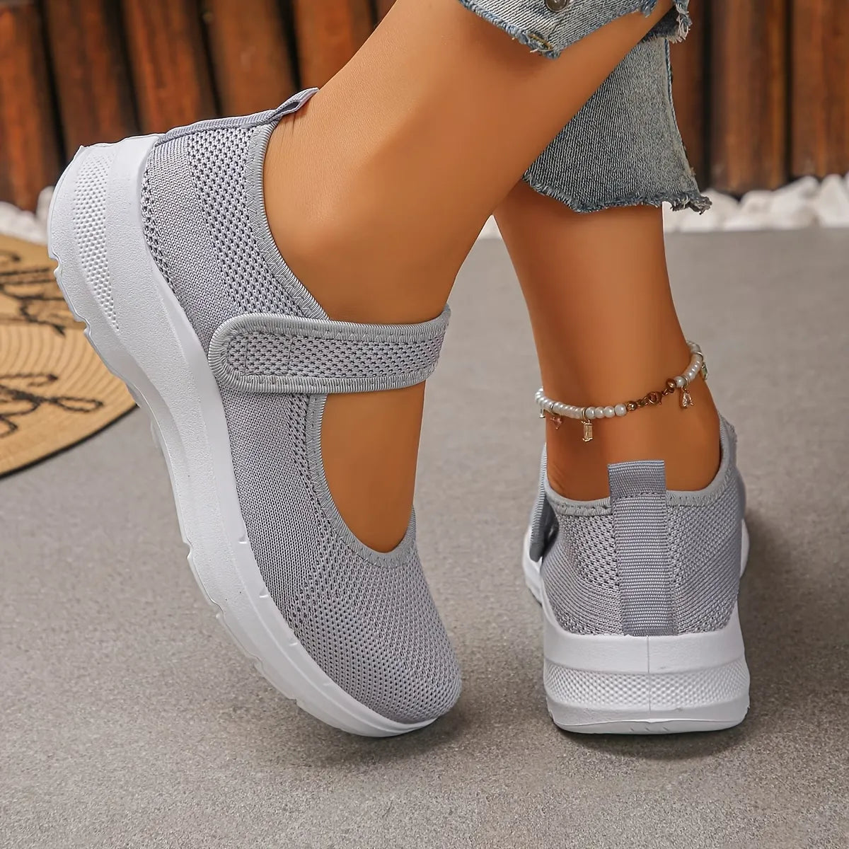 Women’s Breathable Mary Jane Walking Sneakers