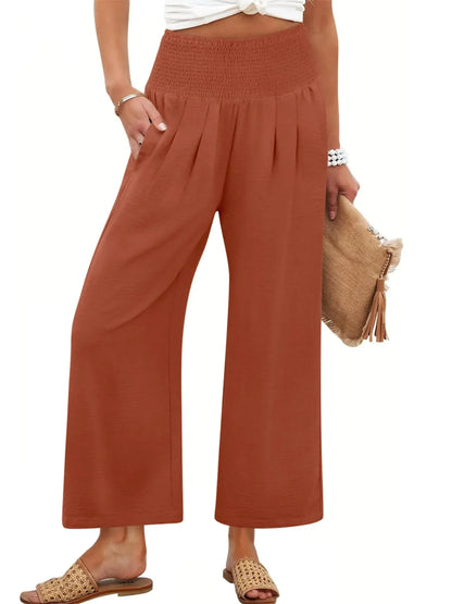 Women’s Smocked Waist Wide-Leg Pants