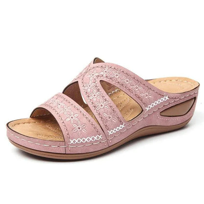 Women’s Embroidered Open-Toe Comfort Slide Sandals