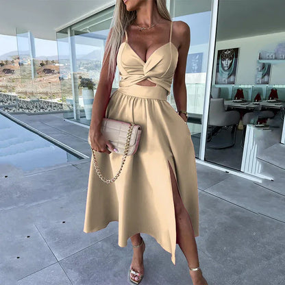 Women’s Cutout Slit Midi Dress