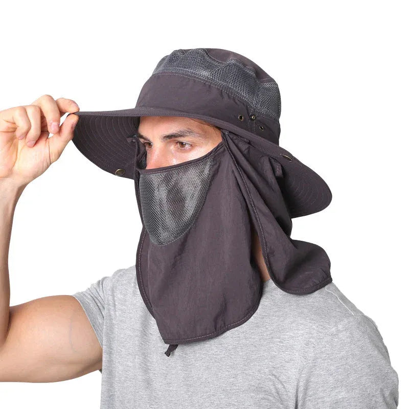 Adjustable Sun Protection Hat with Face Cover Flap