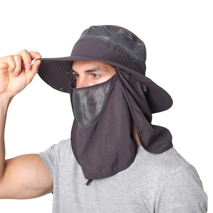 Adjustable Sun Protection Hat with Face Cover Flap