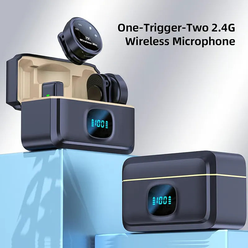 Wireless Lavalier Microphone Set with Charging Case