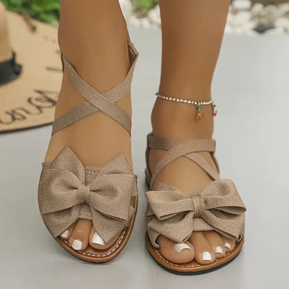 Women's Bow Cross-Strap Flat Sandals