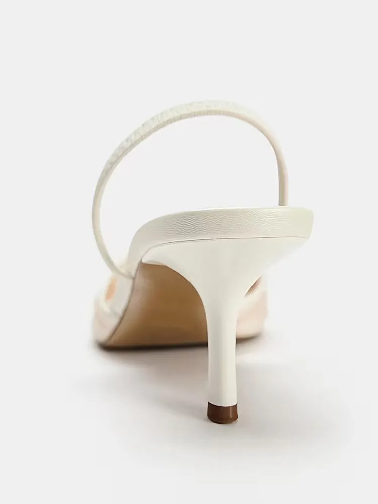 Women’s Embroidered Mesh Pointed-Toe Slingback Heels