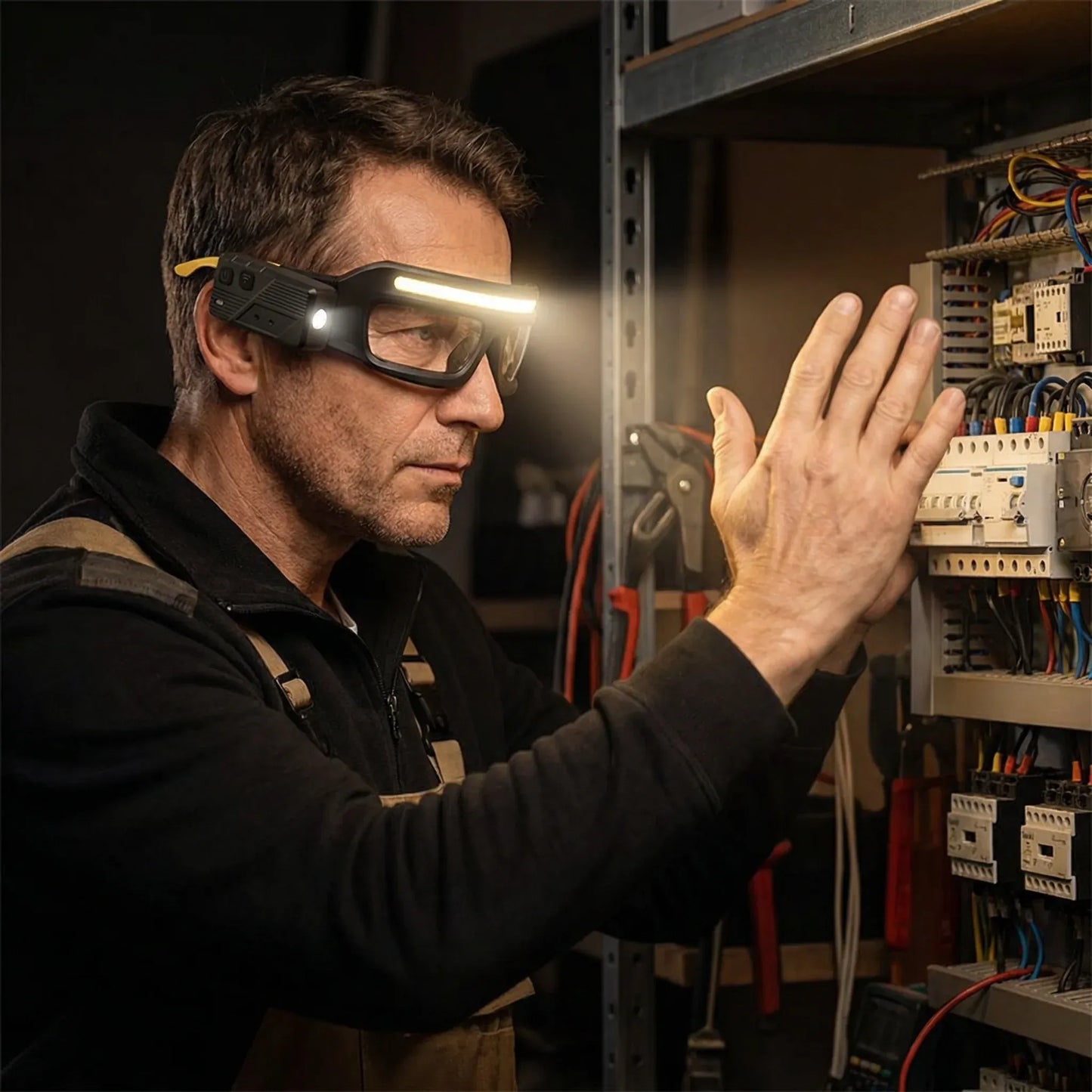 Rechargeable Motion Sensor LED Headlamp Glasses for Hands-Free Work